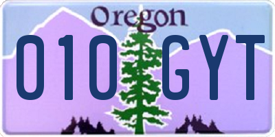 OR license plate 010GYT