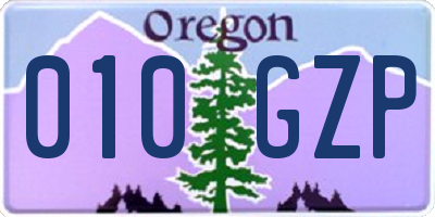 OR license plate 010GZP