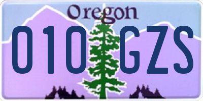 OR license plate 010GZS