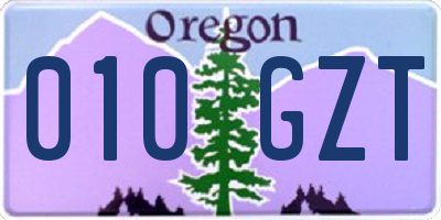 OR license plate 010GZT