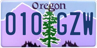 OR license plate 010GZW