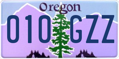 OR license plate 010GZZ
