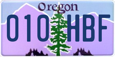 OR license plate 010HBF