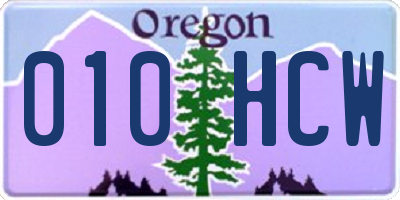 OR license plate 010HCW