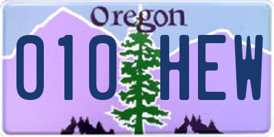 OR license plate 010HEW
