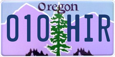 OR license plate 010HIR