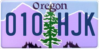 OR license plate 010HJK