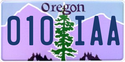 OR license plate 010IAA