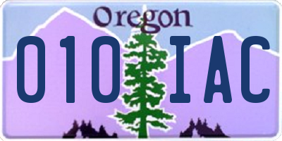 OR license plate 010IAC