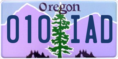 OR license plate 010IAD