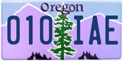 OR license plate 010IAE