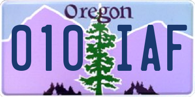 OR license plate 010IAF