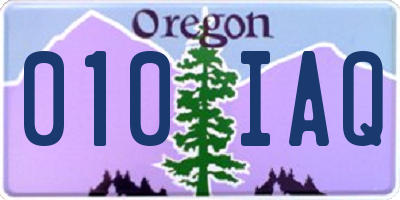 OR license plate 010IAQ