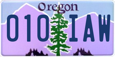 OR license plate 010IAW