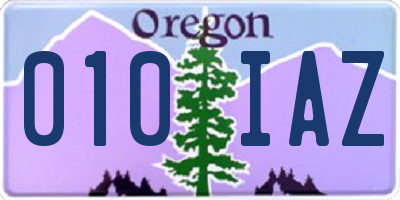 OR license plate 010IAZ