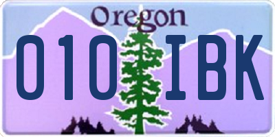 OR license plate 010IBK