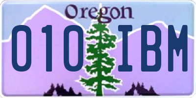OR license plate 010IBM