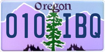 OR license plate 010IBQ