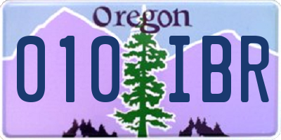 OR license plate 010IBR