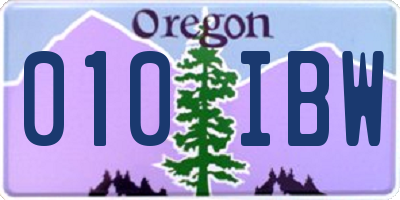 OR license plate 010IBW