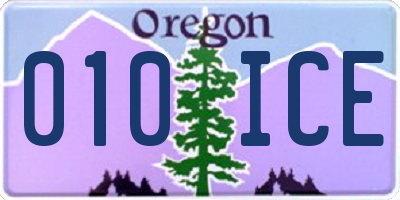 OR license plate 010ICE