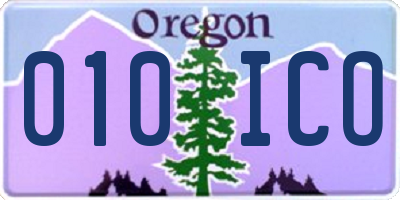 OR license plate 010ICO