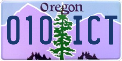 OR license plate 010ICT