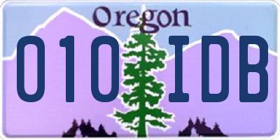 OR license plate 010IDB