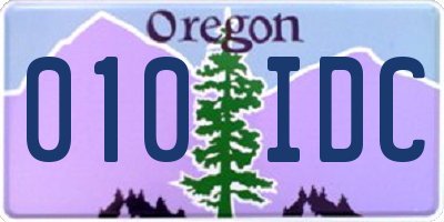 OR license plate 010IDC