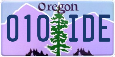 OR license plate 010IDE