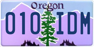 OR license plate 010IDM