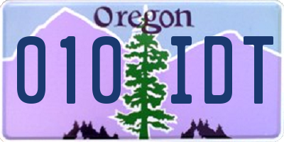 OR license plate 010IDT