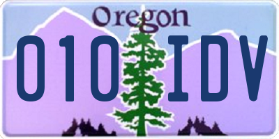 OR license plate 010IDV