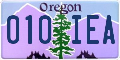 OR license plate 010IEA