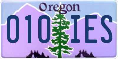 OR license plate 010IES