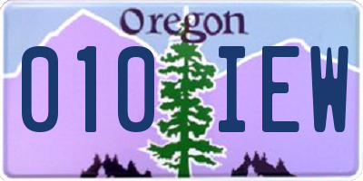 OR license plate 010IEW