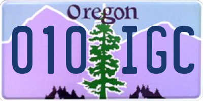 OR license plate 010IGC