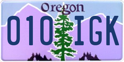 OR license plate 010IGK