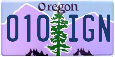 OR license plate 010IGN