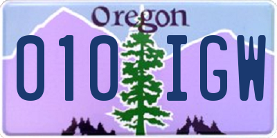 OR license plate 010IGW