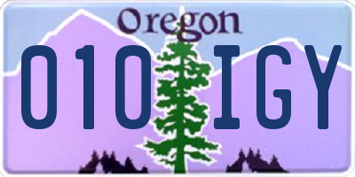 OR license plate 010IGY