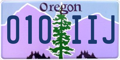 OR license plate 010IIJ