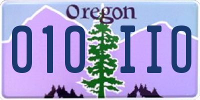 OR license plate 010IIO