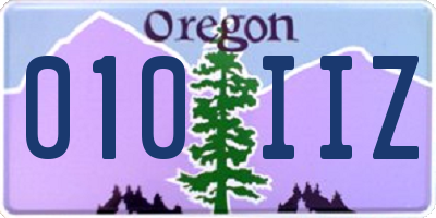 OR license plate 010IIZ