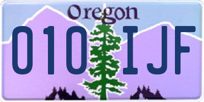 OR license plate 010IJF