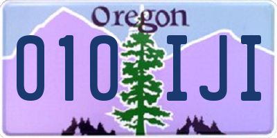OR license plate 010IJI