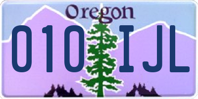 OR license plate 010IJL