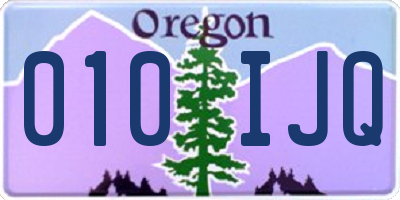 OR license plate 010IJQ