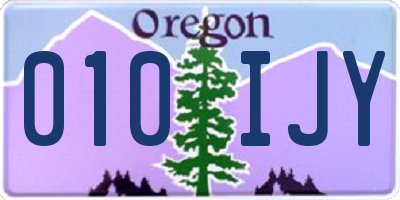 OR license plate 010IJY