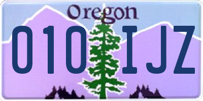 OR license plate 010IJZ
